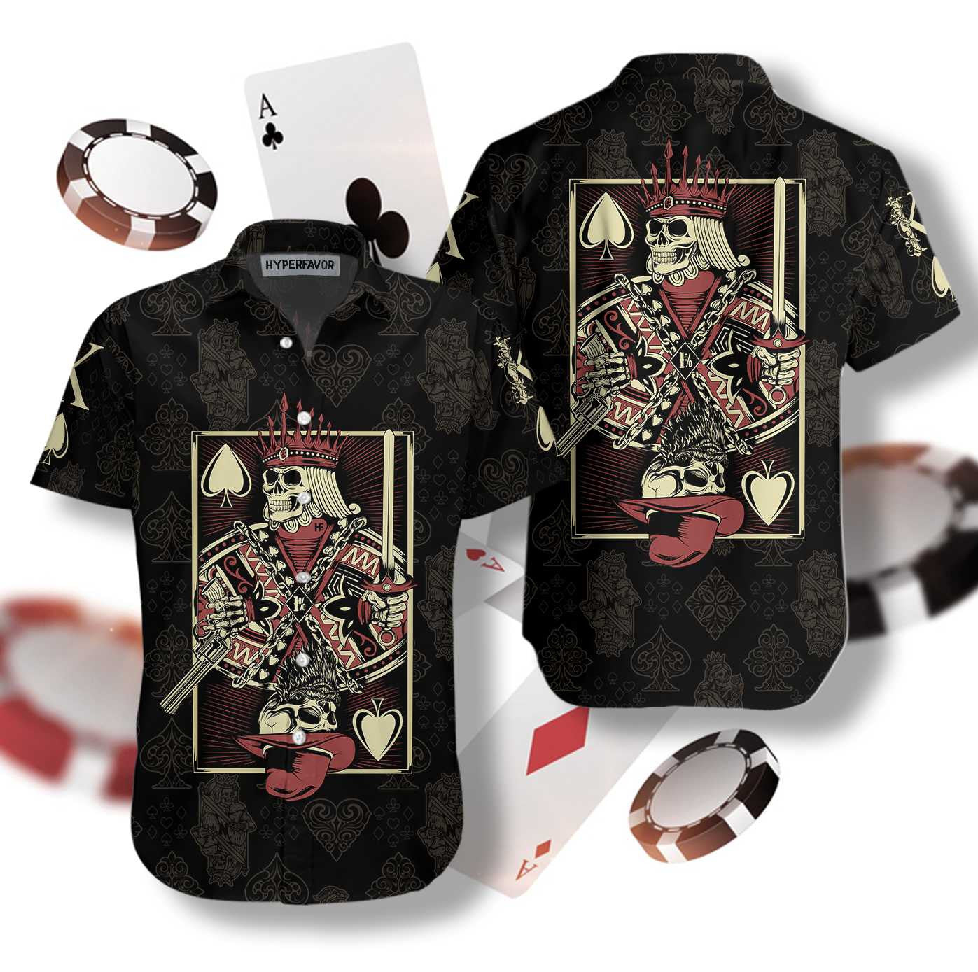 Ideal Skull King Of Spades Card Hawaiian Shirt, Hawaiian For Gift