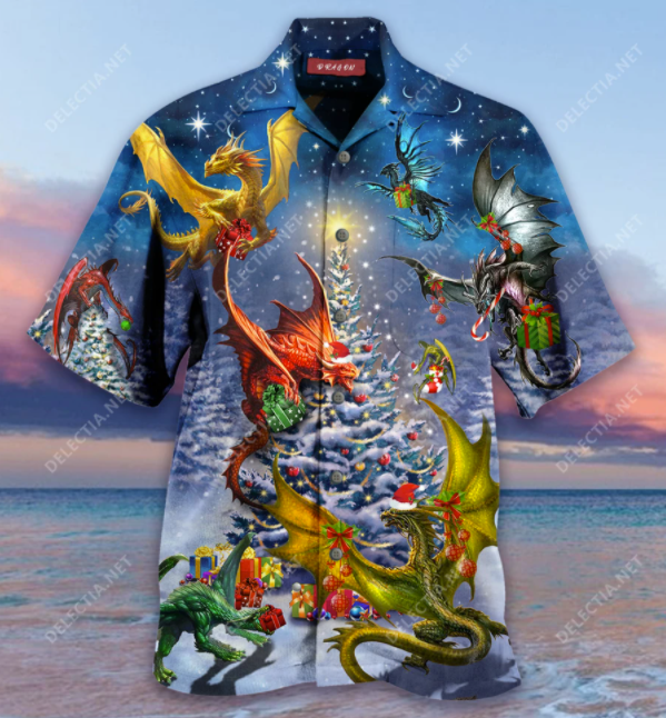 Christmas Dragons Hawaiian Shirt â€“ Dnstyles_Hawaiian Shirt Gift, Christmas Gift