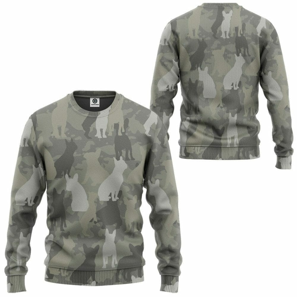 3D Fraincis Bulldog Camo Chustaim Tshirt Éadaí Hoodie