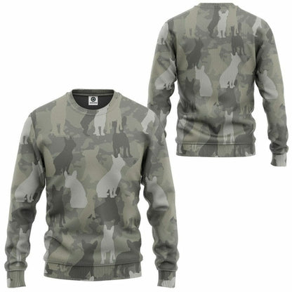 3D Fraincis Bulldog Camo Chustaim Tshirt Éadaí Hoodie