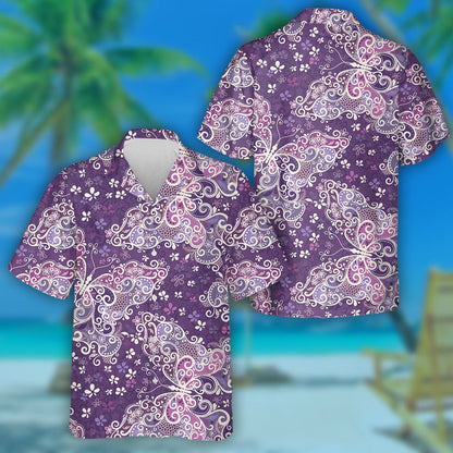 Pretty Theme Mystical Big Butterflies And Flowers Hawaiian Shirt, Hawaiian Shirt Gift, Christmas Gift