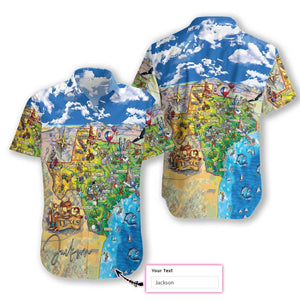 Texas Travel Map Custom Name Hawaiian Shirt,Hawaiian Shirt Gift, Christmas Gift
