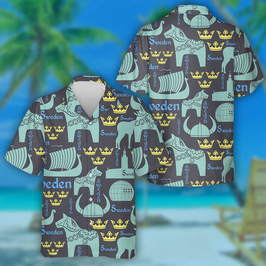 Siombailí Náisiúnta Gorma Capaill na Sualainne Léine haváíais, haváís don bhronntanas