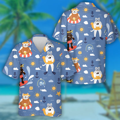 Modern Baby Cats In Summer Background Hawaiian Shirt,Hawaiian Shirt Gift, Christmas Gift