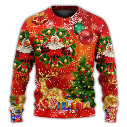 Christmas Santa Claus Drinking Christmas Tree Red Light Ugly Christmas Sweater, Christmas Gift, Gift Christmas 2024