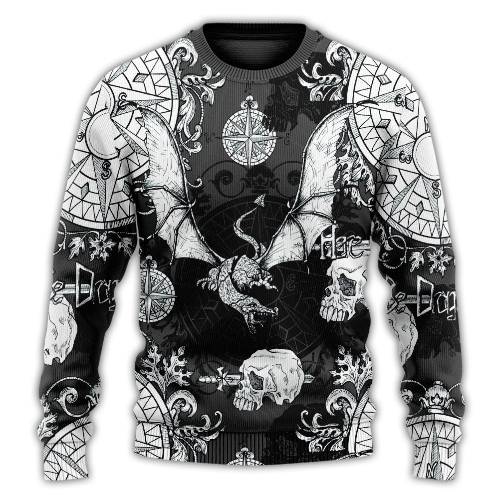 Dragon Snorting Fire Gothic Nautical Compass And Baroque Ugly Christmas Sweater, Christmas Gift, Gift Christmas 2024