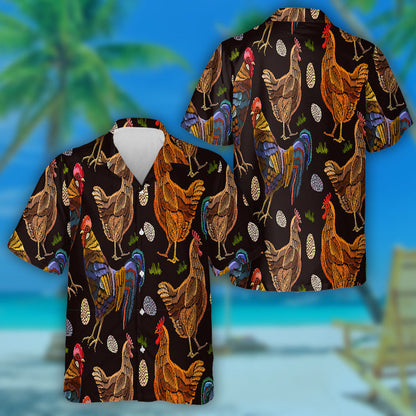 Chicken And Egg With Ethnic Ornaments Style Hawaiian Shirt, Hawaiian Shirt Gift, Christmas Gift
