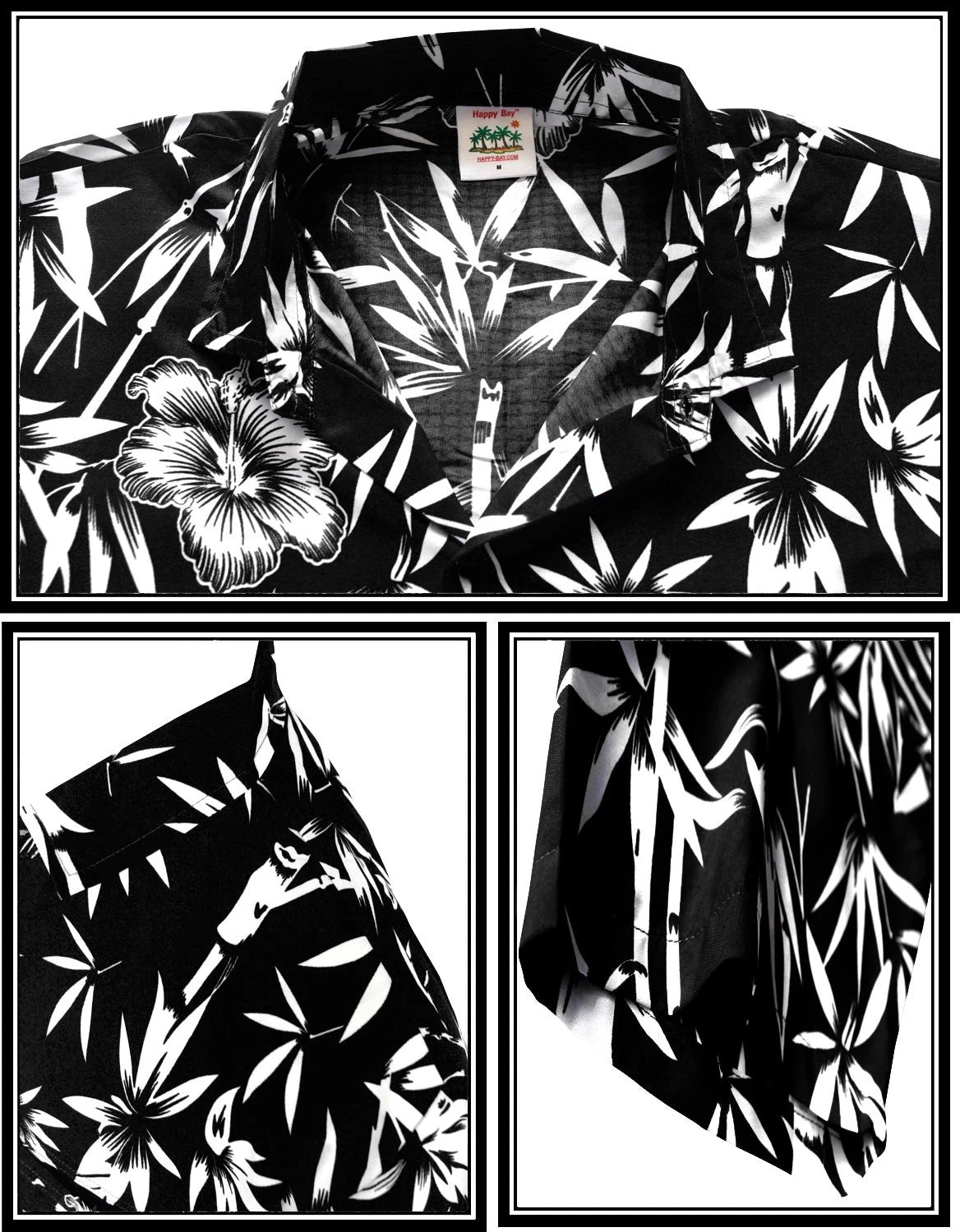 Bláthanna Hibiscus Dubha Agus Bána Agus Plandaí Bambú Léine Haváís, Bronntanas Léine Haváíais, Bronntanas Nollag