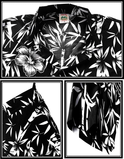 Bláthanna Hibiscus Dubha Agus Bána Agus Plandaí Bambú Léine Haváís, Bronntanas Léine Haváíais, Bronntanas Nollag