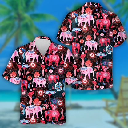 Eilifintí Bándearg Agus Féileacáin Gorma ar Chúlra Dorcha Léine Haváí, Bronntanas Léine Haváíais, Bronntanas Nollag