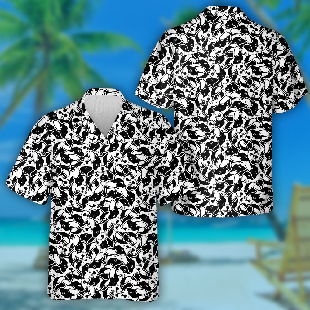 Black And White Face Of Bulldog Hawaiian Shirt, Hawaiian For Gift