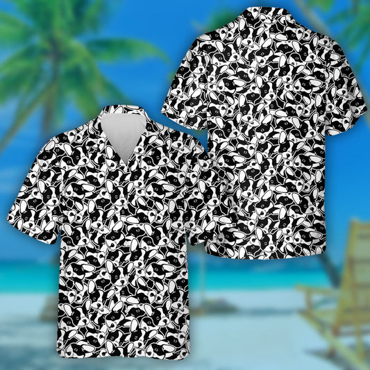 Black And White Face Of Bulldog Hawaiian Shirt, Hawaiian For Gift