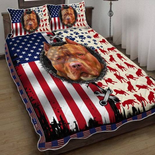 Patriotic Pit Bull Dog Quilt Bedding Set Bedroom Set Bedlinen 3D,Bedding Christmas Gift,Bedding Set Christmas