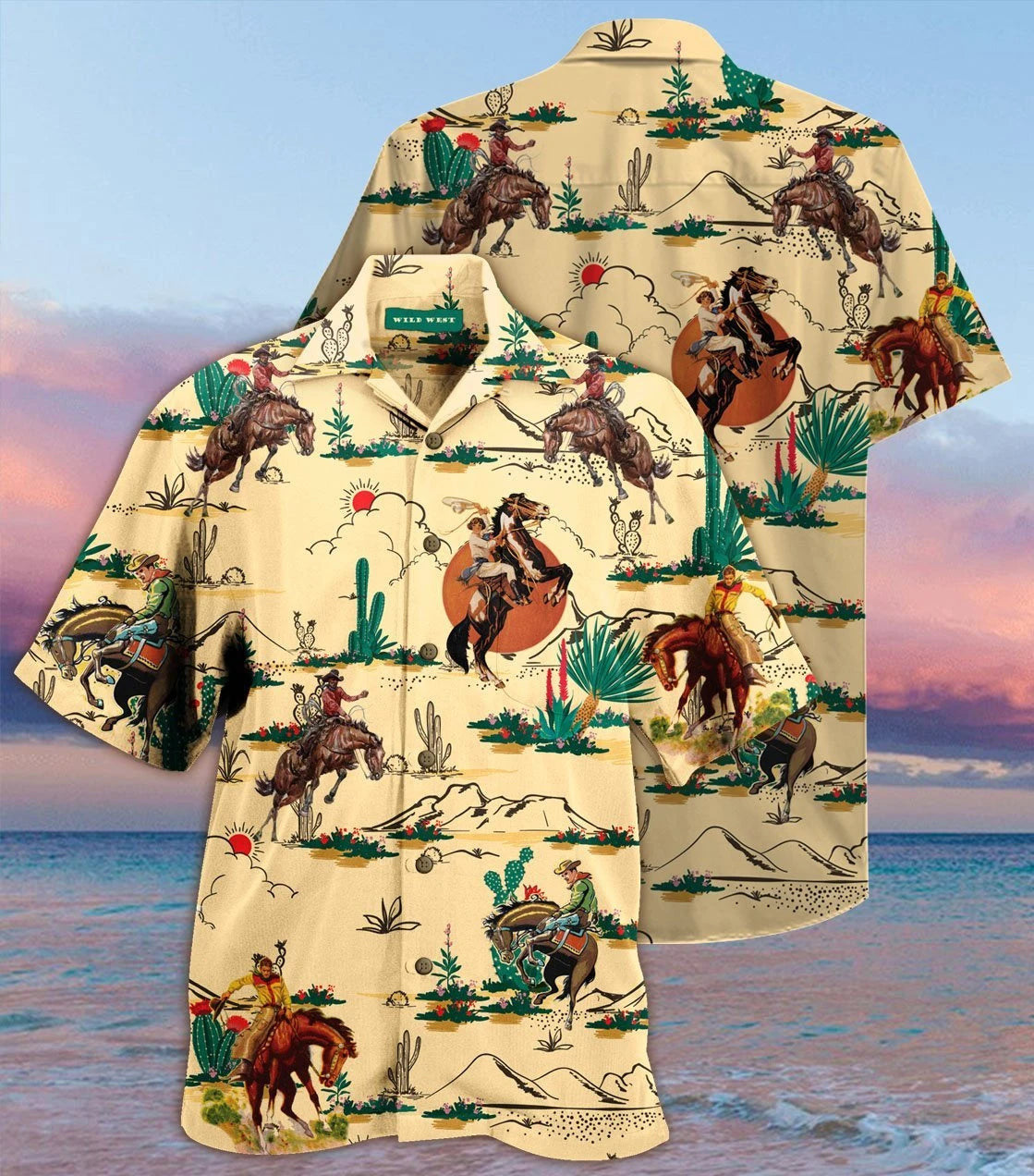 Life Of Cowboy On Wheat Color Design Hawaiian Shirt, Hawaiian Shirt Gift, Christmas Gift