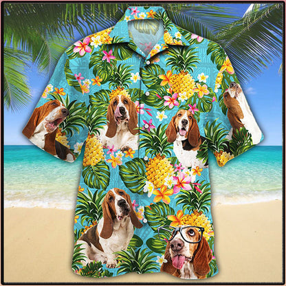 Basset Hound Dog Pineapple Hawaiian Shirt ,Hawaiian Shirt Gift, Christmas Gift