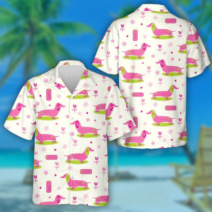 Dachshund Greannmhar agus Eilimintí Bláthanna Teibí Léine Haváís, Bronntanas Léine Haváí, Bronntanas Nollag