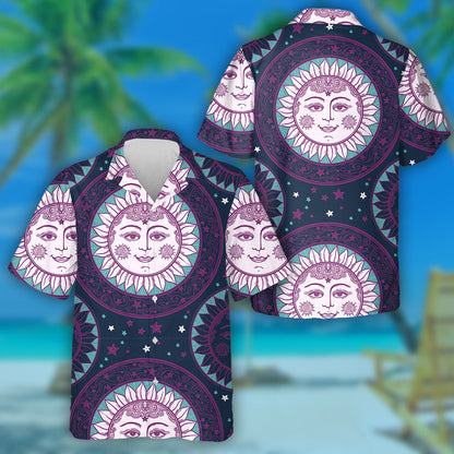 Aghaidh Ghrian Álainn i Lusanna na Gréine Le Réaltaí Ornáide Bonn Léine Haváí, Bronntanas Léine Haváís, Bronntanas Nollag