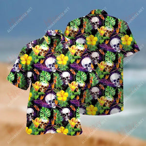 Amazing Skull Unisex Hawaiian Shirt Vacation Short Sleeve Tactical Hawaiian Shirt Funny Hawaiian Shirts, Hawaiian Shirt Gift, Christmas Gift