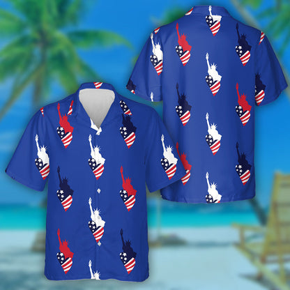 Cúlra Meiriceánach Arís le Statue Of Liberty Stars Léine Haváís, Bronntanas Léine Haváís, Bronntanas Nollag