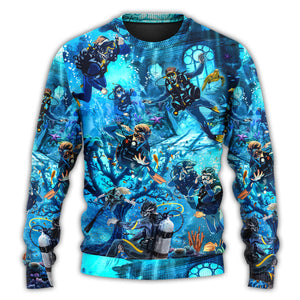 Diving Under The Sea Art Style Ugly Christmas Sweater, Christmas Gift, Gift Christmas 2024