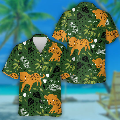 Stíl Geoiméadrach Le Léine Greannmhar Leanbh Liopard Haváís, Bronntanas Léine Haváís, Bronntanas Nollag