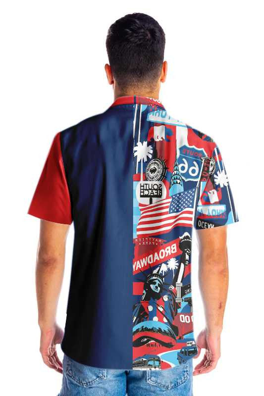 Navy And Red America Pop Art Hawaiian Shirt,Hawaiian Shirt Gift, Christmas Gift
