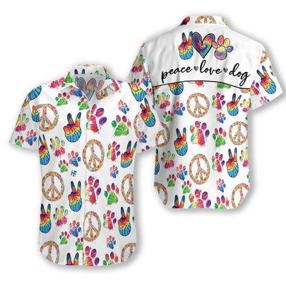 Peace Love Dog Hawaiian Seamless Design Hawaiian Shirt,Hawaiian Shirt Gift, Christmas Gift