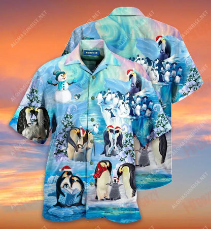 Tá an Nollaig in Am ag Penguins Léine Gearr Muinchille Gearr Caitheamh aimsire a Chruinniú Léinte haváíais Oirbheartaíochta Léinte haváíseacha Greannmhar, Bronntanas Léine Haváís, Bronntanas Nollag