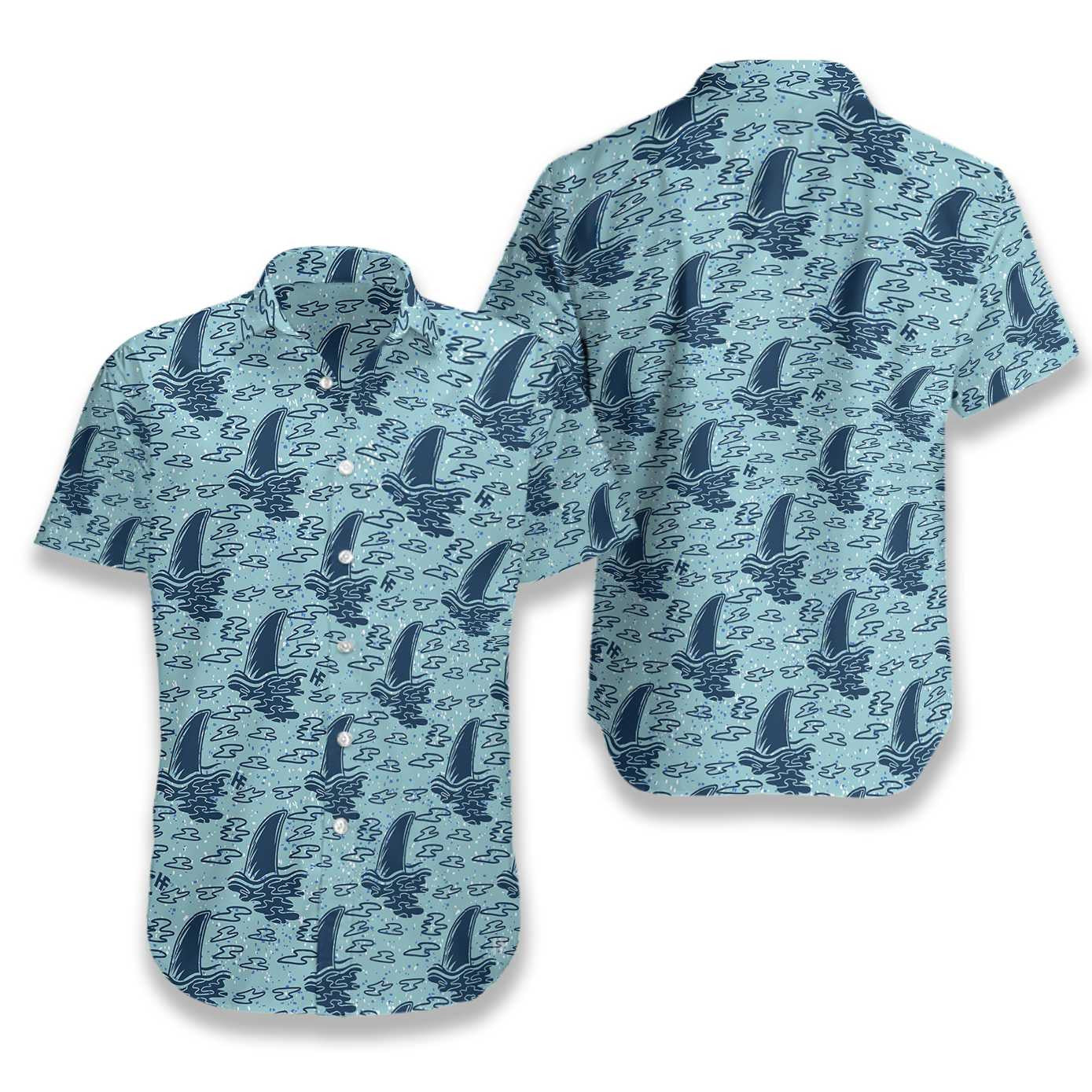 Shark Pattern In The Ocean Hawaiian Shirt,Hawaiian Shirt Gift, Christmas Gift