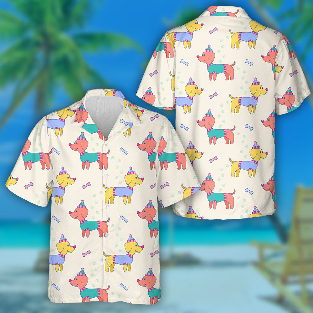Funny Baby Long Dachshunds In Hats Hawaiian Shirt, Hawaiian Shirt Gift, Christmas Gift
