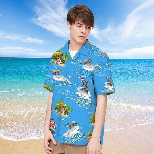 Fearréad Greannmhar Agus Fir Daidí ag Surfáil Léine Haváí, Bronntanas Léine Haváí, Bronntanas Nollag