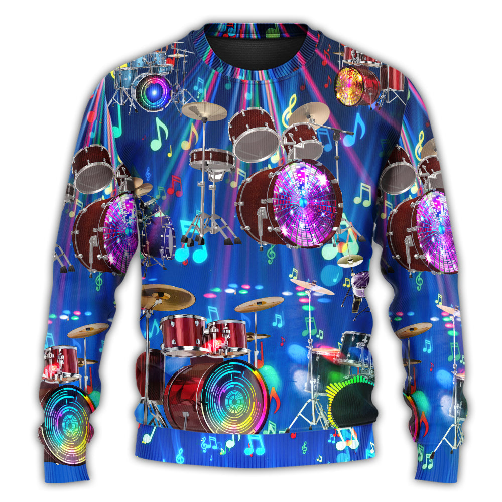 Drum Is My Life Light Neon Style Ugly Christmas Sweater, Christmas Gift, Gift Christmas 2024