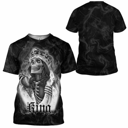3D Skull a Rí Saincheaptha Tshirt Éadaí Cochaillín
