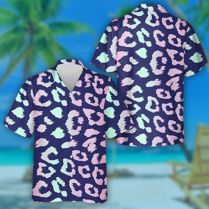 Dearadh Liopard I Dathanna Neon Gorm Agus Bándearg Léine Haváís, Bronntanas Léine Haváíais, Bronntanas Nollag