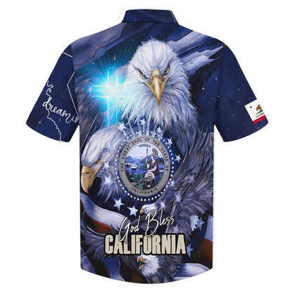Cool Eagles God Bless California Theme Hawaiian Shirt,Hawaiian Shirt Gift, Christmas Gift