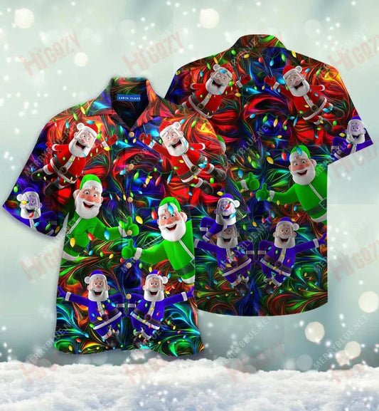 Christmas Santa Claus Stay Cool Short Short Sleeve Shirt Vacation Hawaiian T Shirts Custom Hawaiian Shirts Hawaiian Shirts For Women, Hawaiian Shirt Gift, Christmas Gift