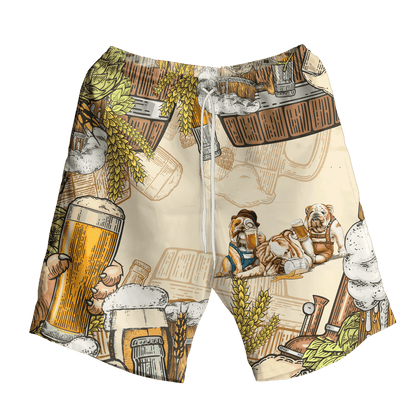 Bulldog Beer On Beige Background Design Hawaiian Shirt, Hawaiian For Gift