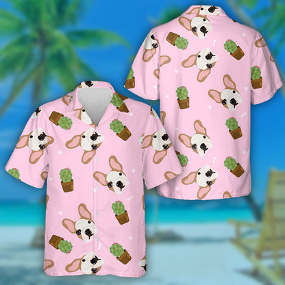 French Bulldogs And Cactuses On Pink Background Hawaiian Shirt, Hawaiian Shirt Gift, Christmas Gift