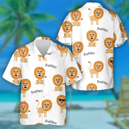 Lion In Different Emtions On White background Hawaiian Shirt, Hawaiian Shirt Gift, Christmas Gift