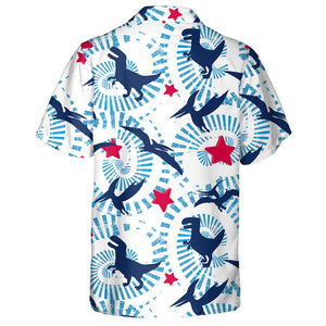 Abstract Red Star Jurassic Word Dino Silhouette Hawaiian Shirt, Hawaiian Shirt Gift, Christmas Gift