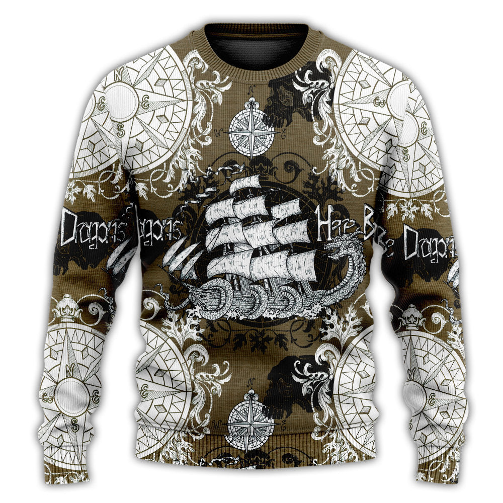 Dragon Old Ship Vintage Anchor Sea Life Ugly Christmas Sweater, Christmas Gift, Gift Christmas 2024