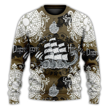 Dragon Old Ship Vintage Anchor Sea Life Ugly Christmas Sweater, Christmas Gift, Gift Christmas 2024