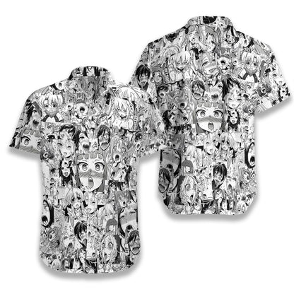 Black And White Agehao Pattern Hawaiian Shirt, Hawaiian For Gift
