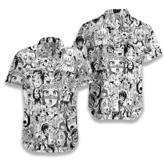Black And White Agehao Pattern Hawaiian Shirt, Hawaiian For Gift
