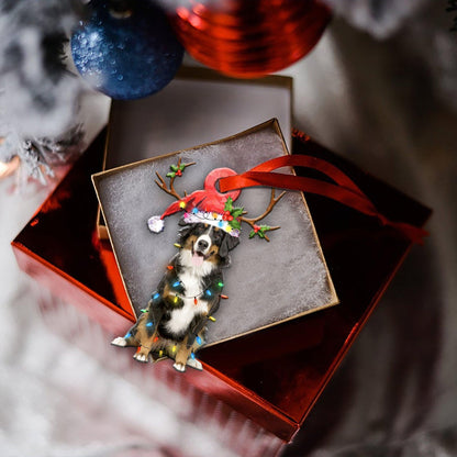 Bernese Mountain Christmas Lights Shape Ornament, Christmas Ornament Gift, Christmas Gift, Christmas Decoration