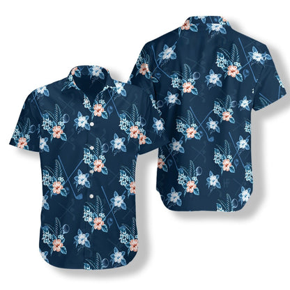 Tropical Golf 3 On Blue Background Design Hawaiian Shirt, Hawaiian Shirt Gift, Christmas Gift
