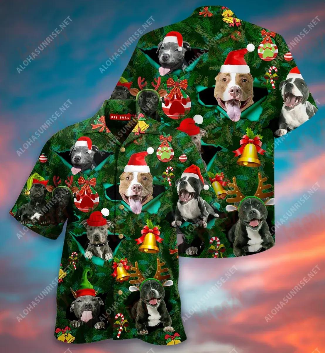 Shona Pit-Mas Pit Bull Léine Gearr Haváís Caitheamh aimsire Léinte Trópaiceacha Léinte Haváís is Fearr Léinte Greannmhar haváíais, Bronntanas Léine Haváís, Bronntanas Nollag