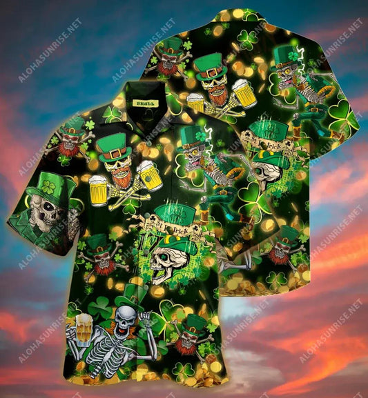 Lá Fhéile Pádraig Cloigeann Léine Gearr haváís Samhraidh T Léinte haváís Léinte haváíais Oirbheartaíochta Léinte Greannmhar haváíais, Bronntanas Léine Haváís, Bronntanas Nollag