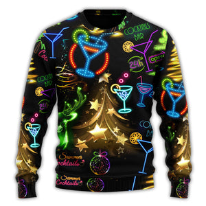 Cocktail Christmas Neon Art Drinking Ugly Christmas Sweater, Christmas Gift, Gift Christmas 2024