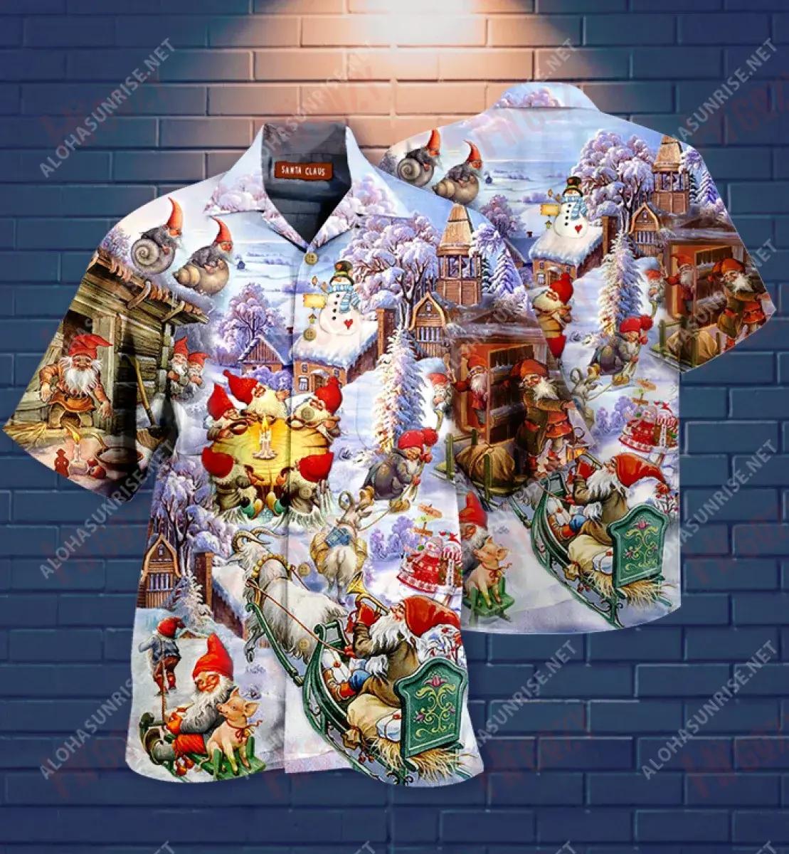 Ó! Daidí na Nollag Gnomes Léine Gearr Muinchille Gearr Laethanta Saoire Léinte T Haváíacha Léinte Haváís is Fearr do Mhná, Bronntanas Léine Haváís, Bronntanas Nollag